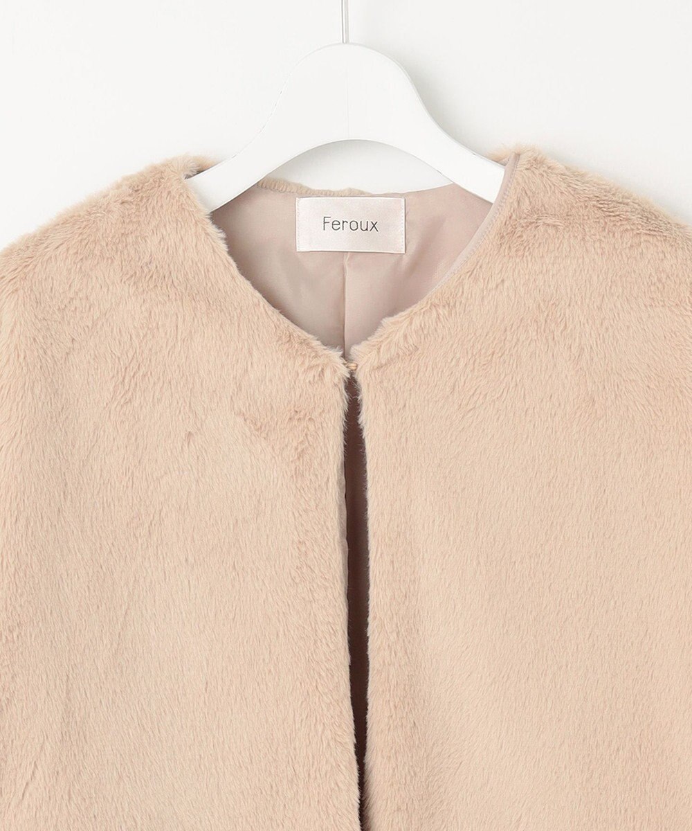 Feroux ノーカラーファー ジャケット 