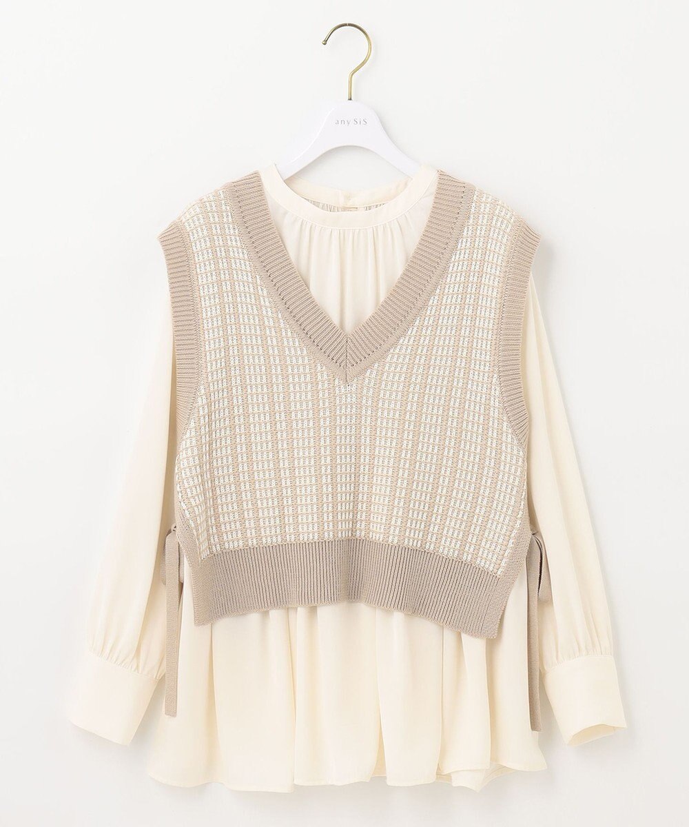 ANY SIS 【2SET】ニットベスト×チュニック ブラウス 