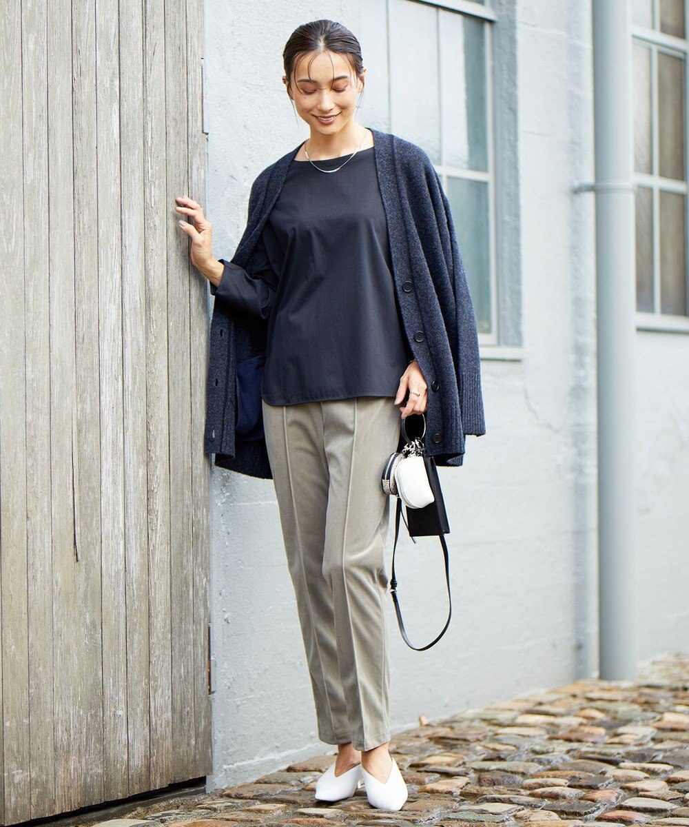 ICB 【洗える】タイプライタージャージー 8分袖ドルマンスリーブカットソー 