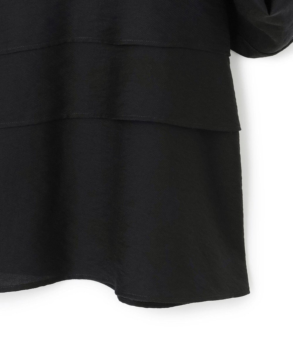 ICB L 【洗える】 ワッシャーツイル クロップドブラウス 