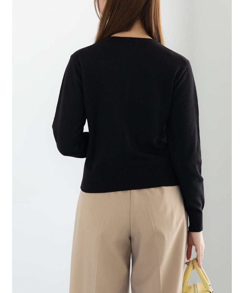 Te chichi メタルスクエア釦クルーネックカーディガン 