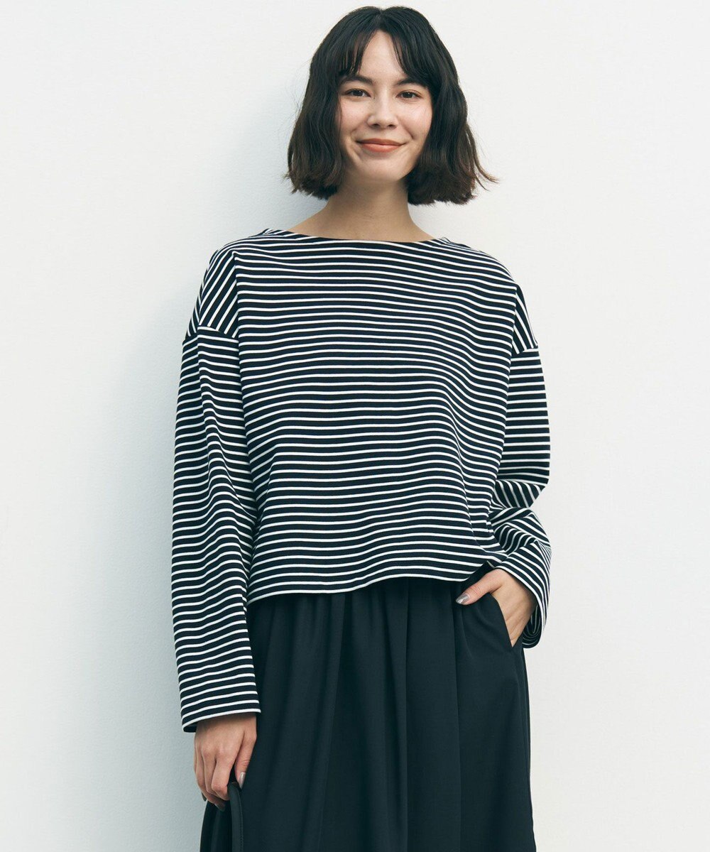 UNFILO ドライタッチリブ バックZIP ボーダートップス 