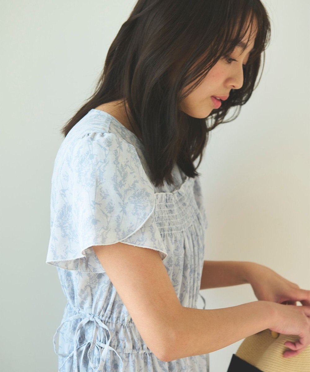 Feroux 【洗える】フラワープリントドロスト ワンピース 