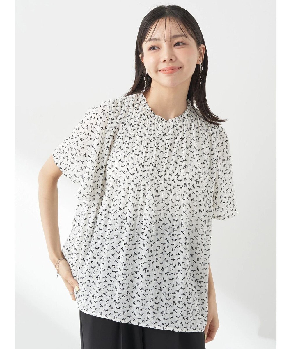 earth music&ecology マジョリカプリーツ半袖ブラウス 