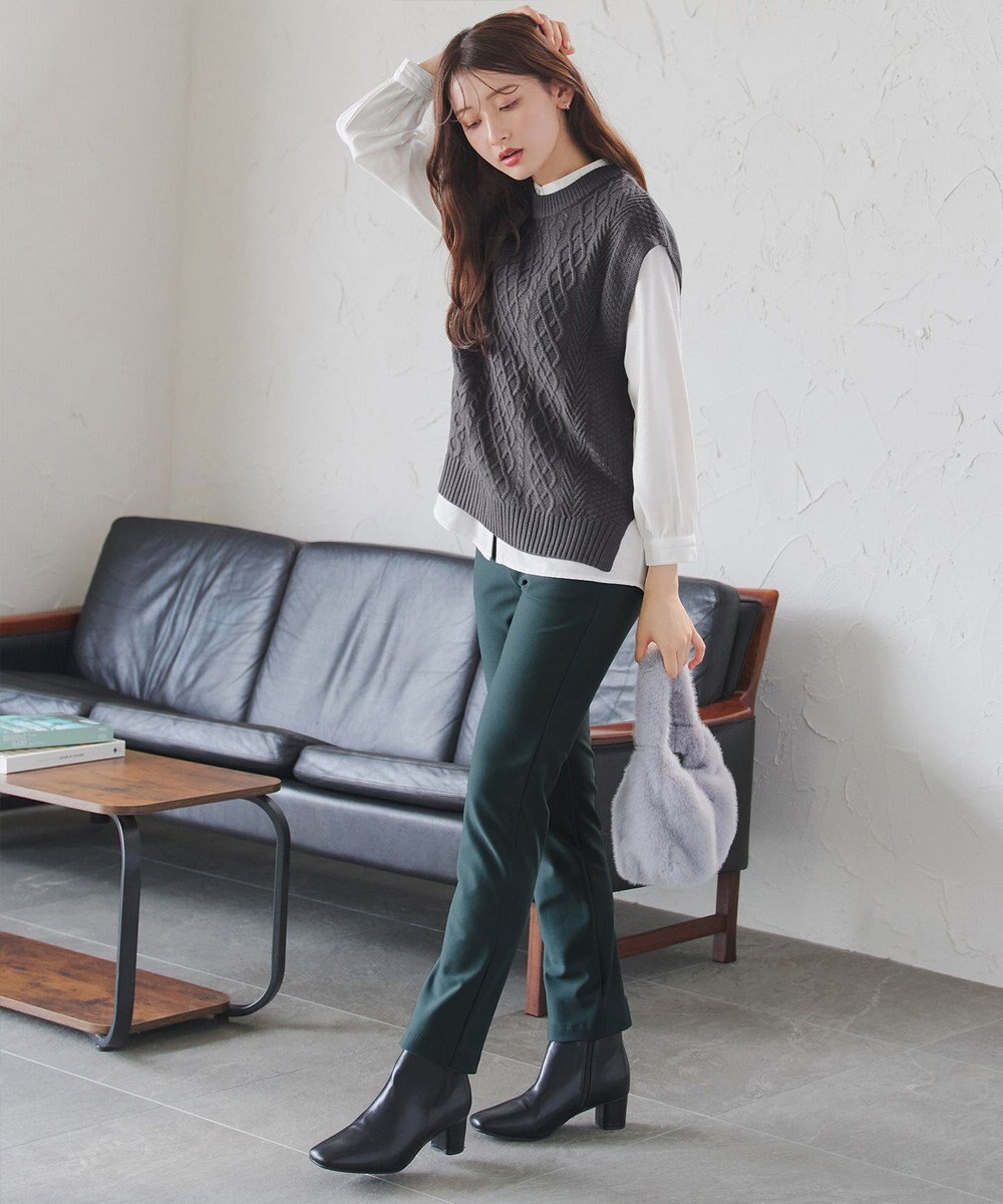 Tiaclasse 【2点セット】ニットベスト＋起毛シャツ 