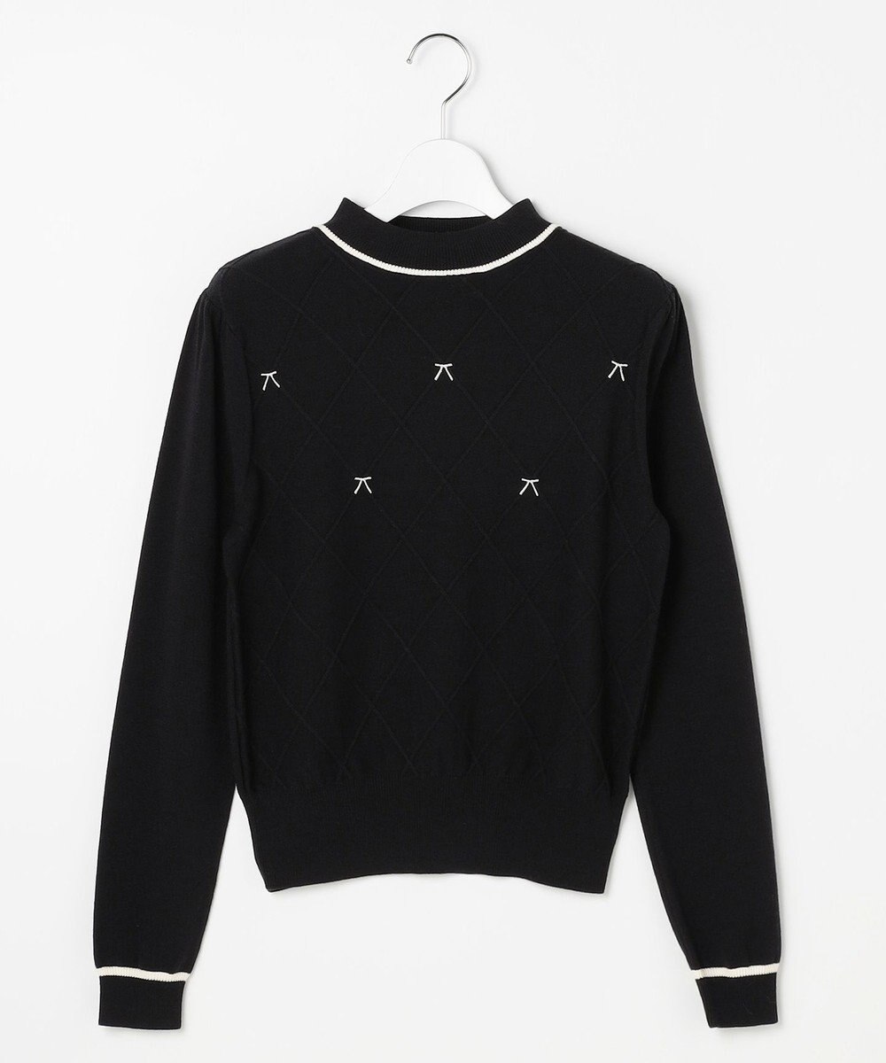 Feroux リボン刺繍ダイア柄 ニット 