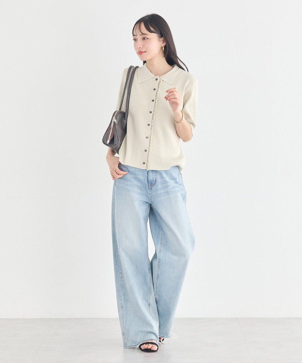 earth music&ecology ミニフリルポロカーディガン 