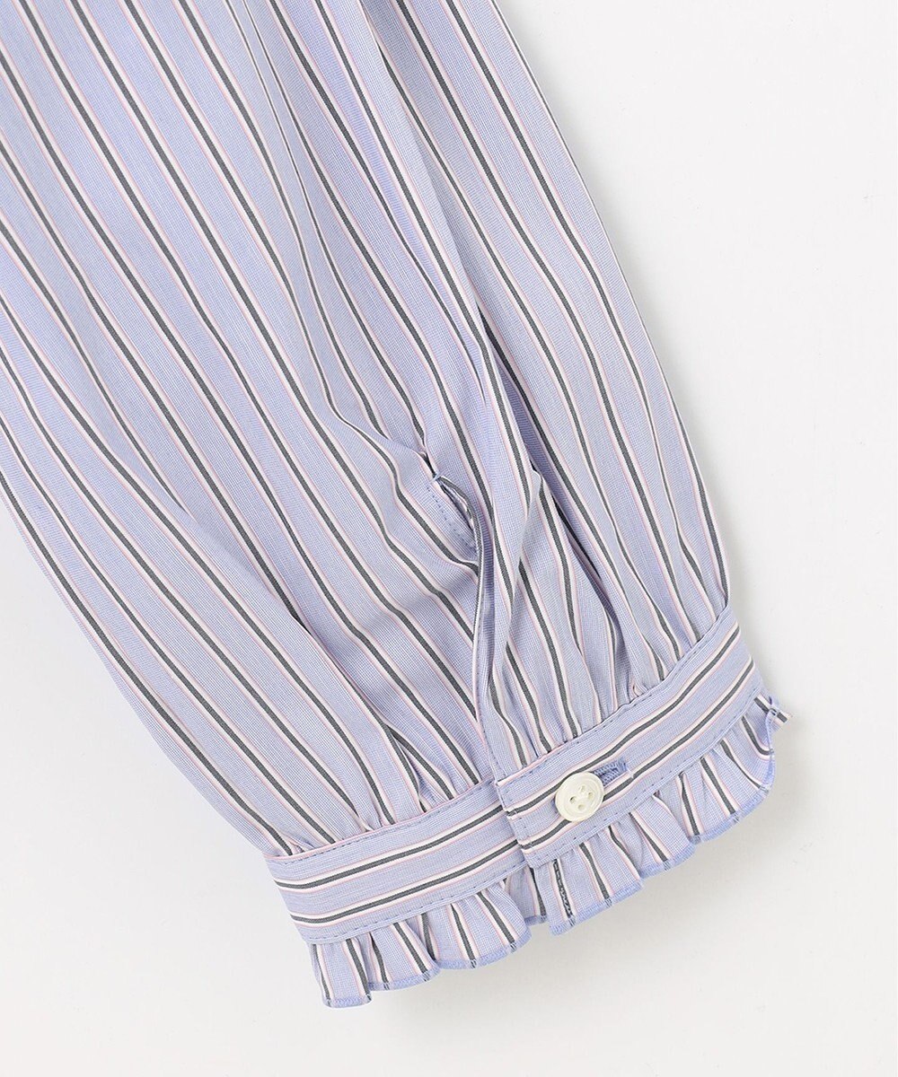 J.PRESS LADIES L 【洗える】BEZ ストライプ フリルネック ブラウス 