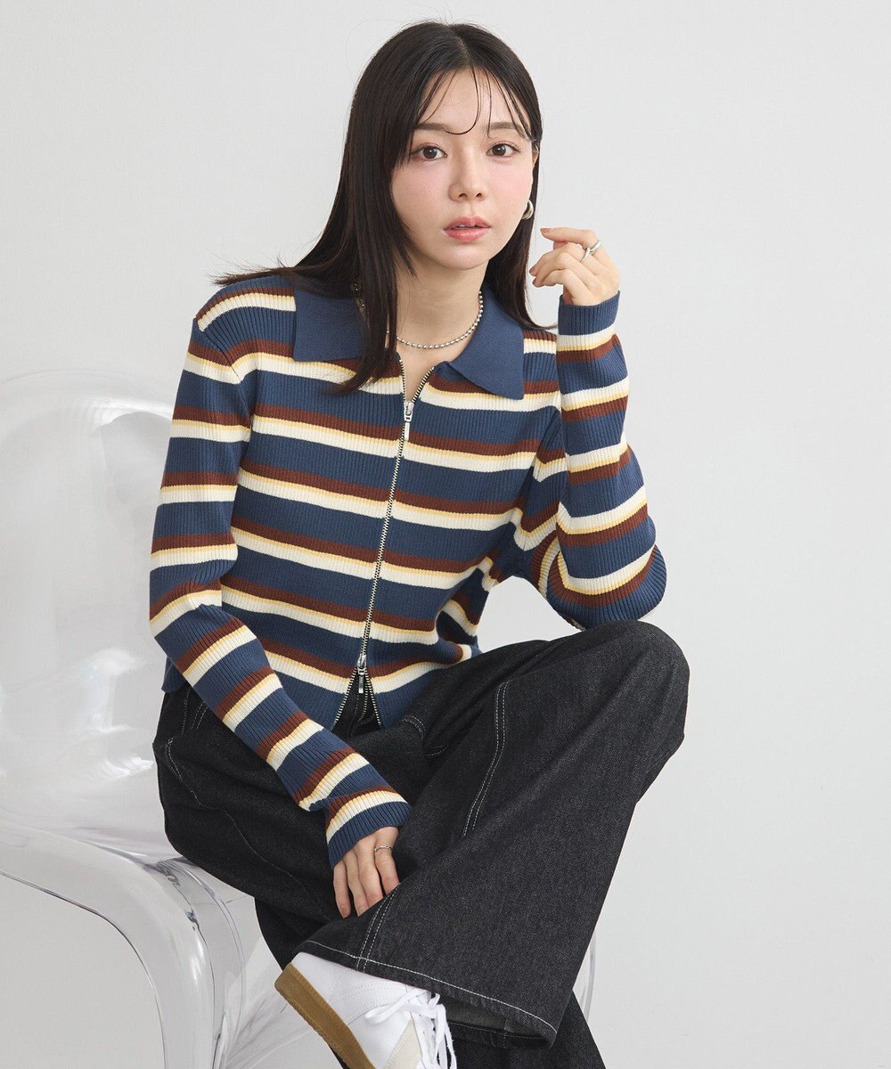 earth music&ecology Wジップリブカーディガン 