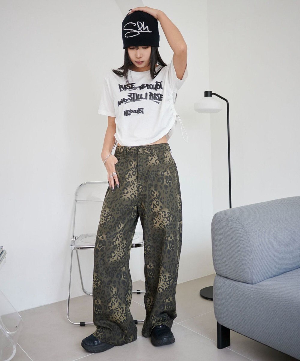 WEGO レオパードワイドストレートパンツ 