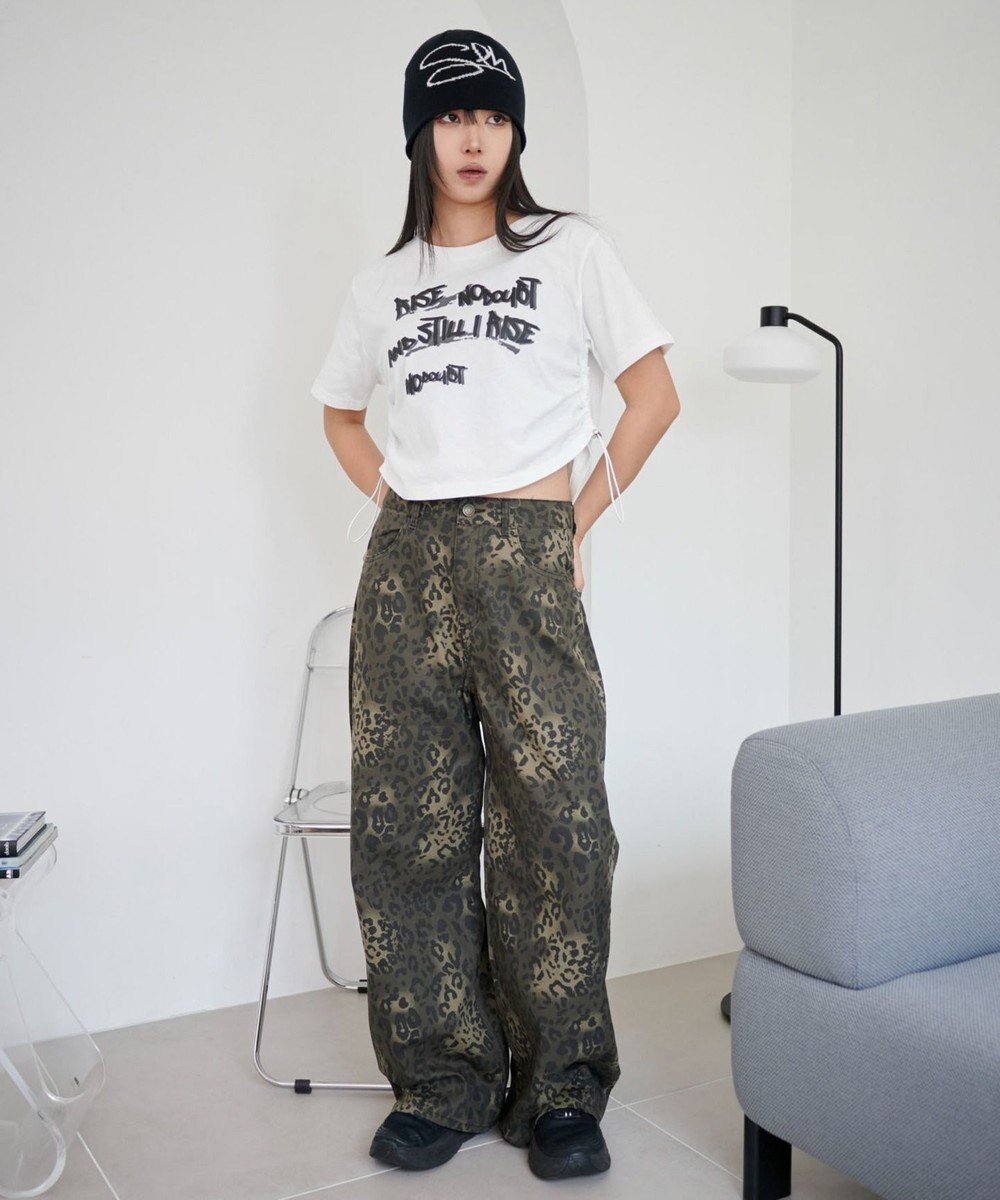 WEGO レオパードワイドストレートパンツ 