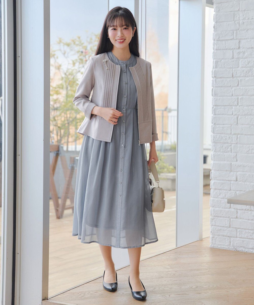 Tiaclasse L 【2WAY取り外しリボン付き】リボンタイラメシフォンワンピース 