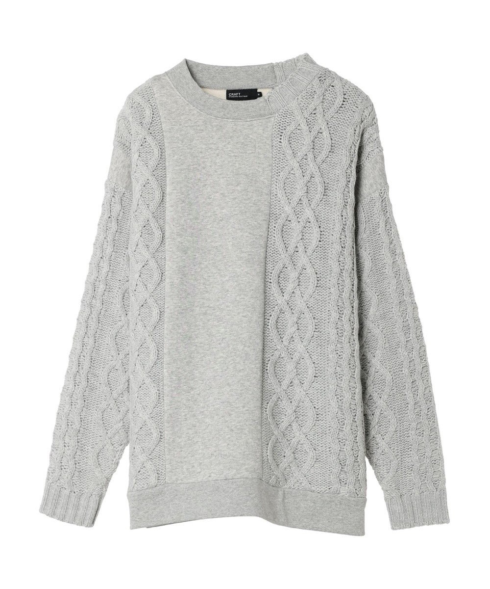 CRAFT STANDARD BOUTIQUE ケーブルニット切り替え裏起毛スウェット 