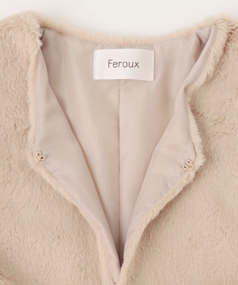Feroux ノーカラーファー ジャケット 
