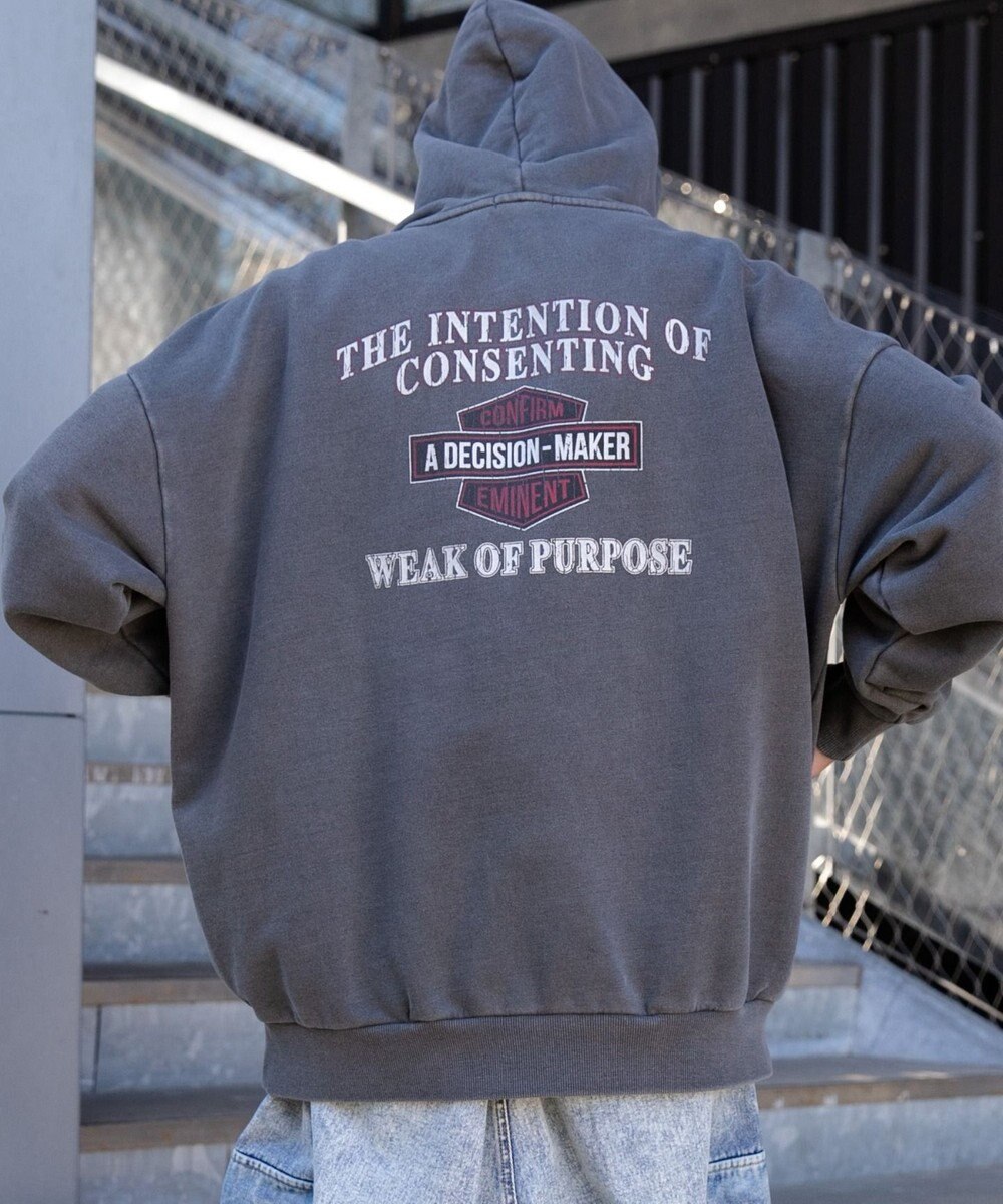 WEGO ピグメントグラフィックプルパーカー 