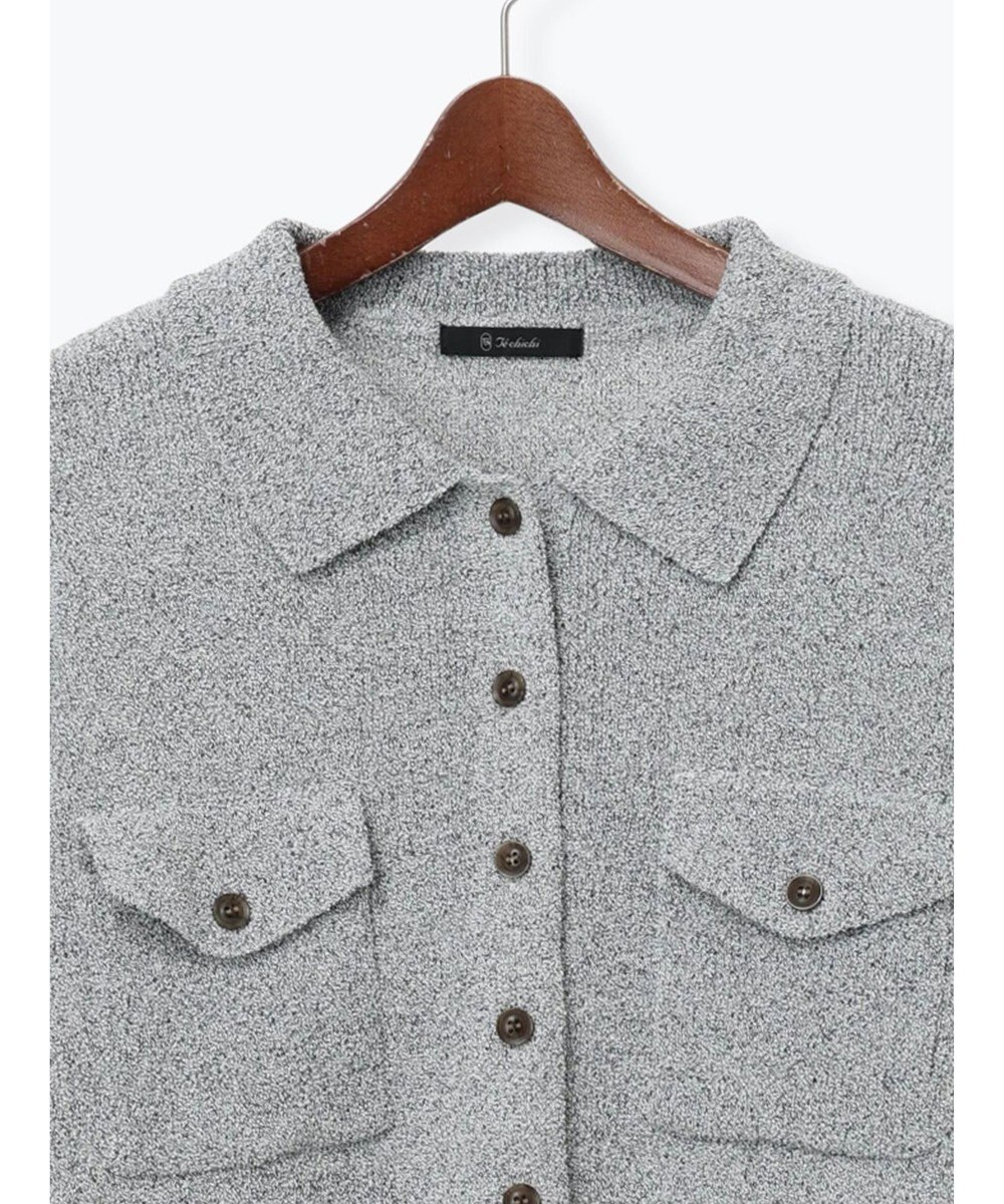 Te chichi メランジ衿ニットジャケット 