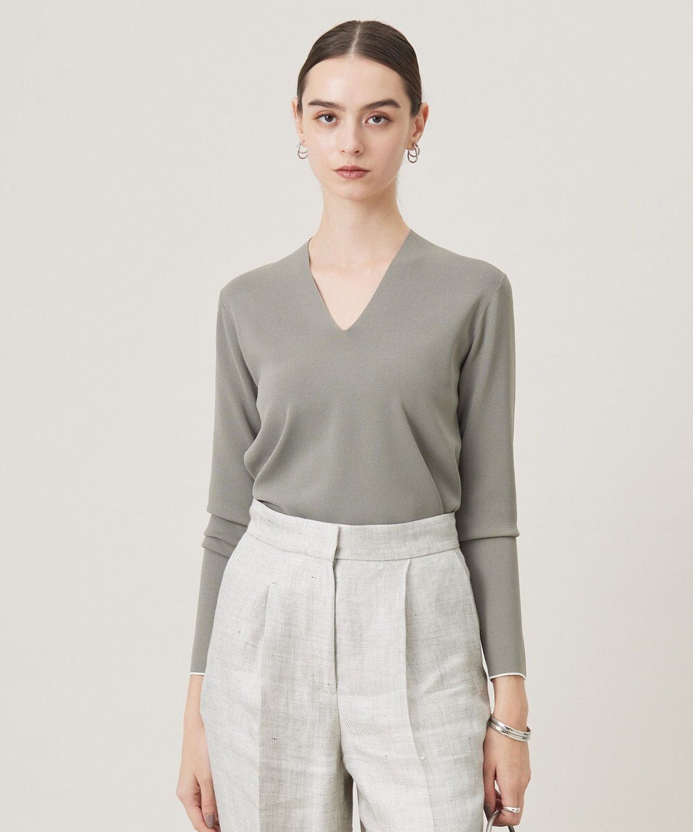 ICB 【洗える】 シンセティックフルニードル Vネックプルオーバー 