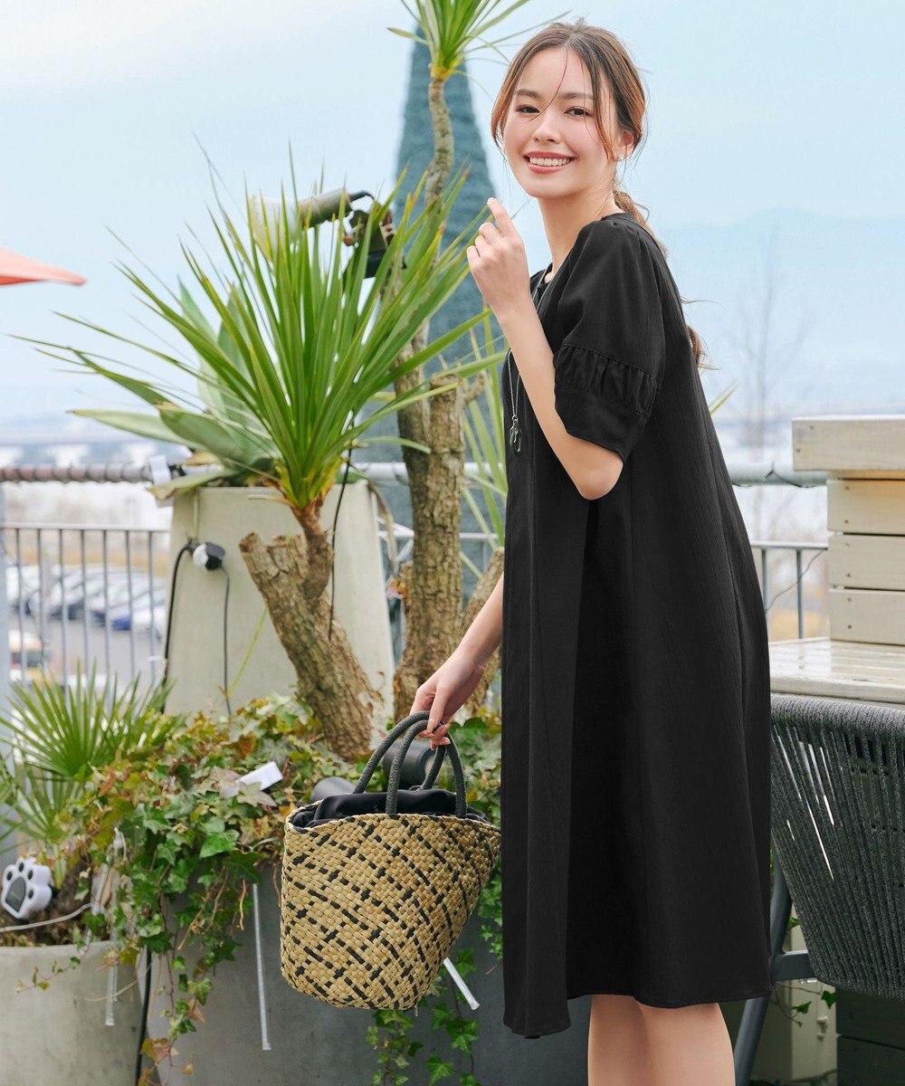 Tiaclasse L 【洗える】ギャザーランタンスリーブワンピース 