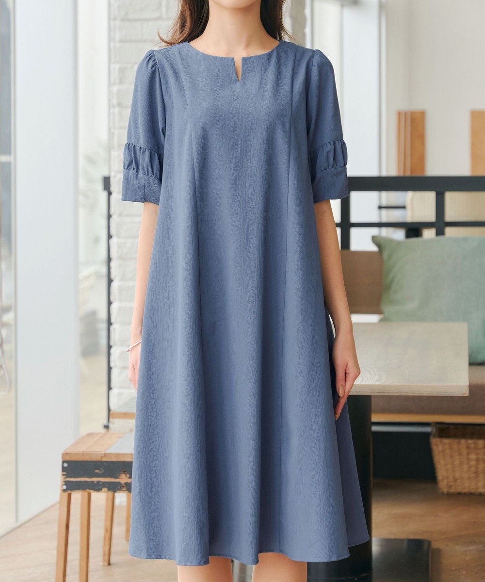 Tiaclasse L 【洗える】ギャザーランタンスリーブワンピース 