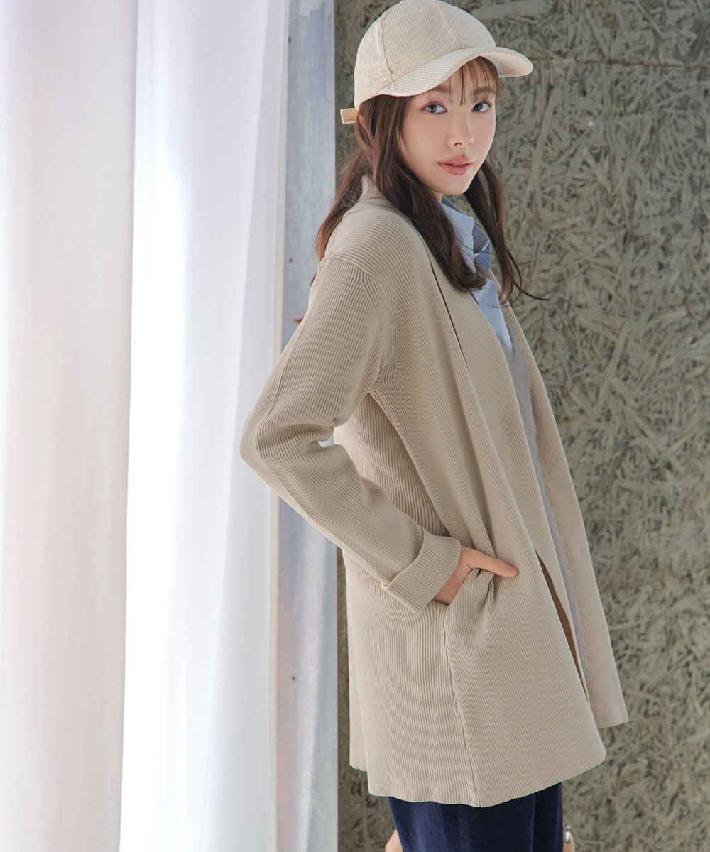 Tiaclasse 【洗える】リブ編み着流しカーディガン 