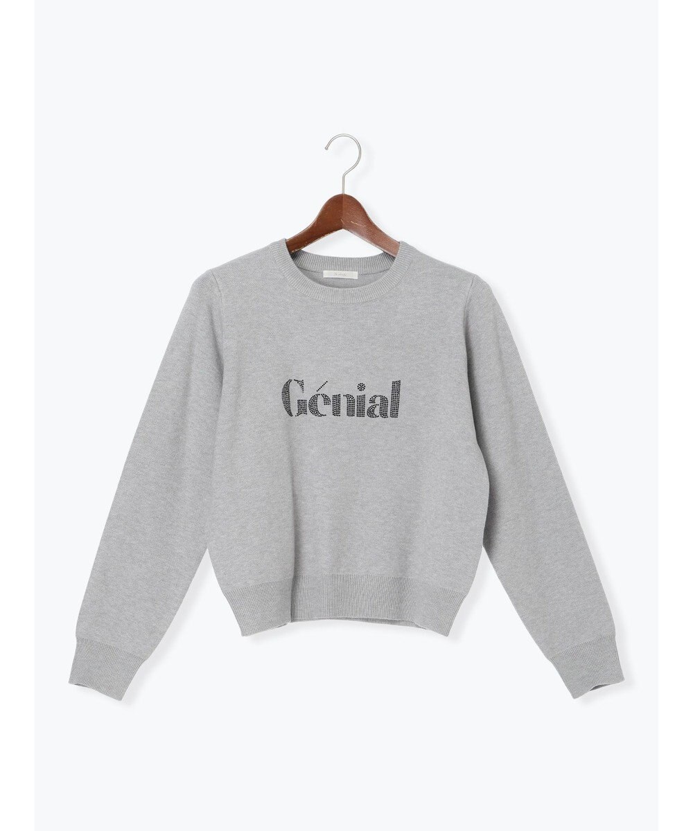 Te chichi ラインストーンレタードニットプルオーバー 