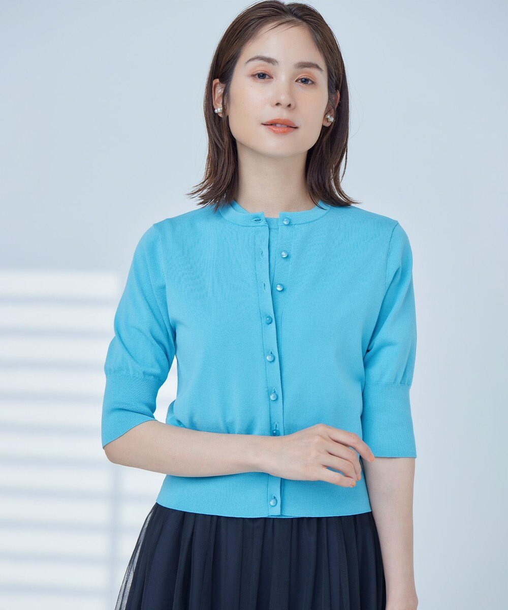 組曲 【洗える・6色展開】CANDYボタン 半袖カーディガン 