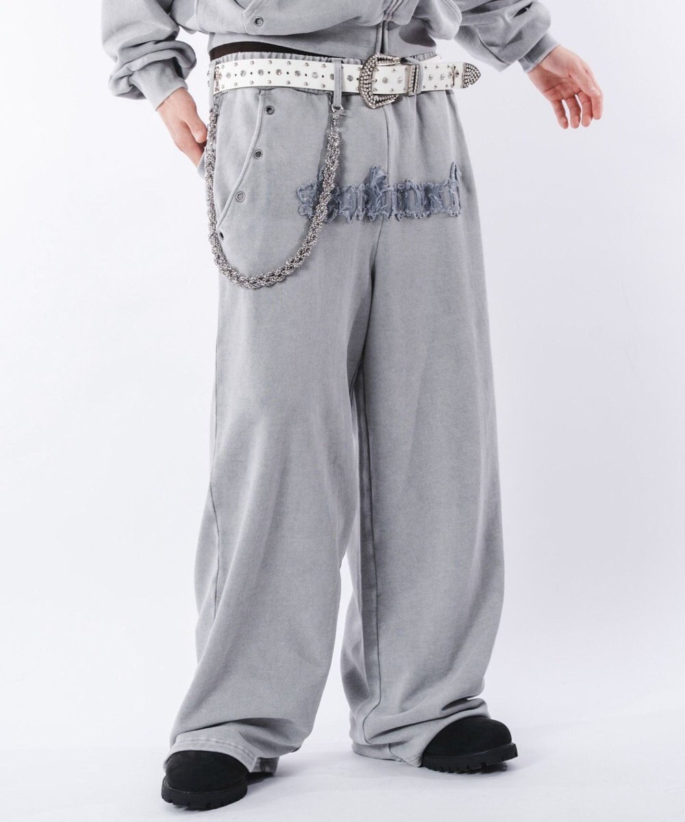 WEGO 【ウエストゴム/ユニセックス着用ITEM】ブリーチハトメスウェットパンツ 