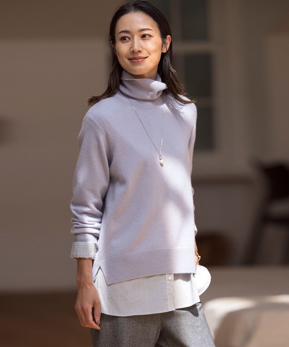 J.PRESS LADIES 【洗える】CASHMERE BLEND タートルネック ニット 