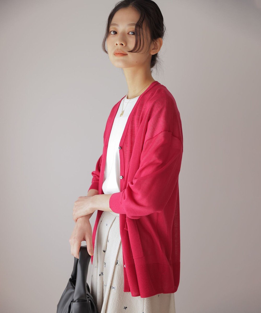 組曲 シアーニットVネック カーディガン 
