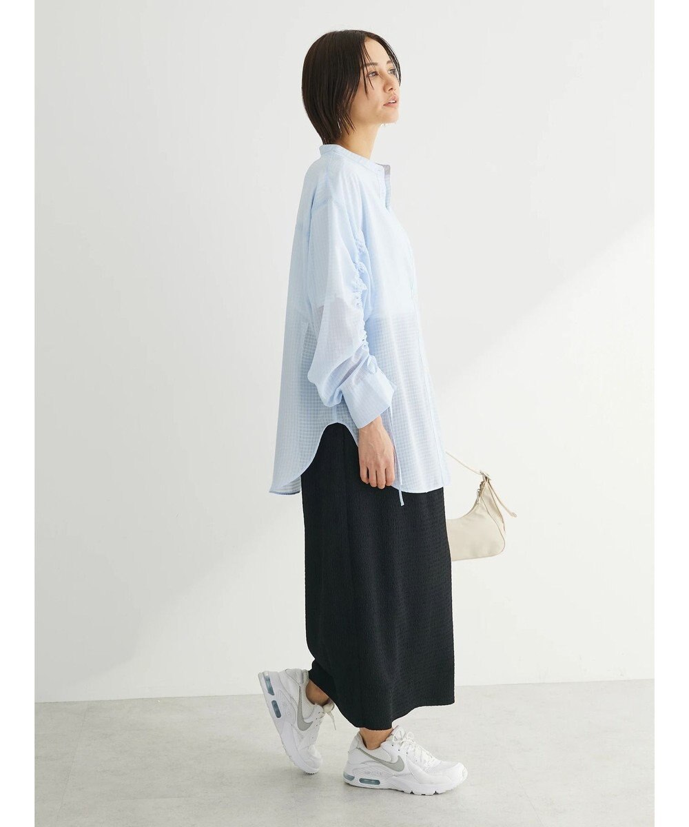 Green Parks シアーチェック袖ドロストシャツチュニック 