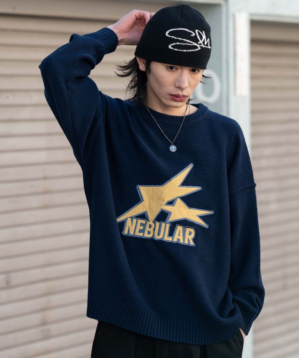 WEGO サテンワッペンニットプルオーバー 