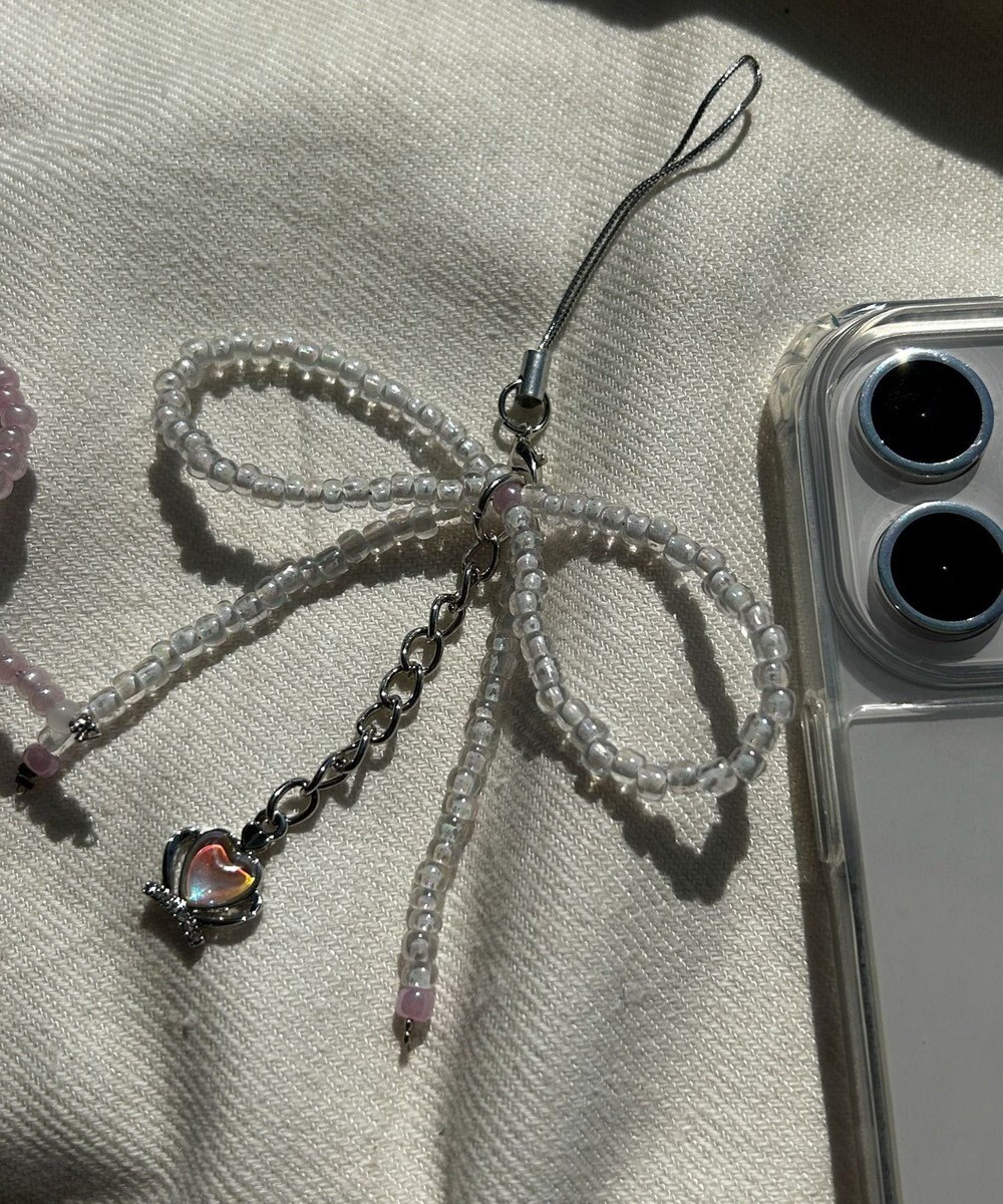 WEGO リボンビーズストラップキーホルダー 