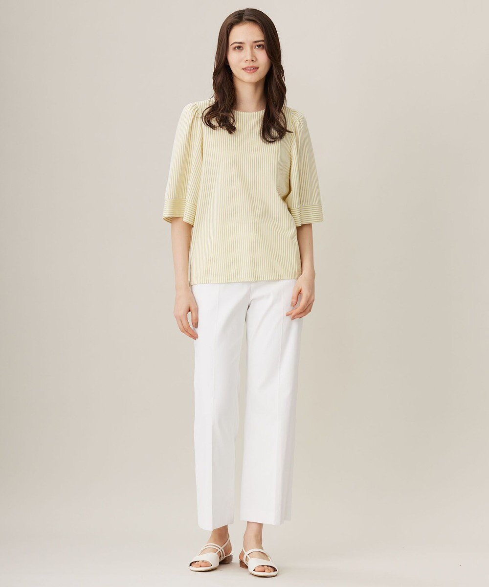 自由区 【洗える】リヨセルコットンストライプ カットソー 