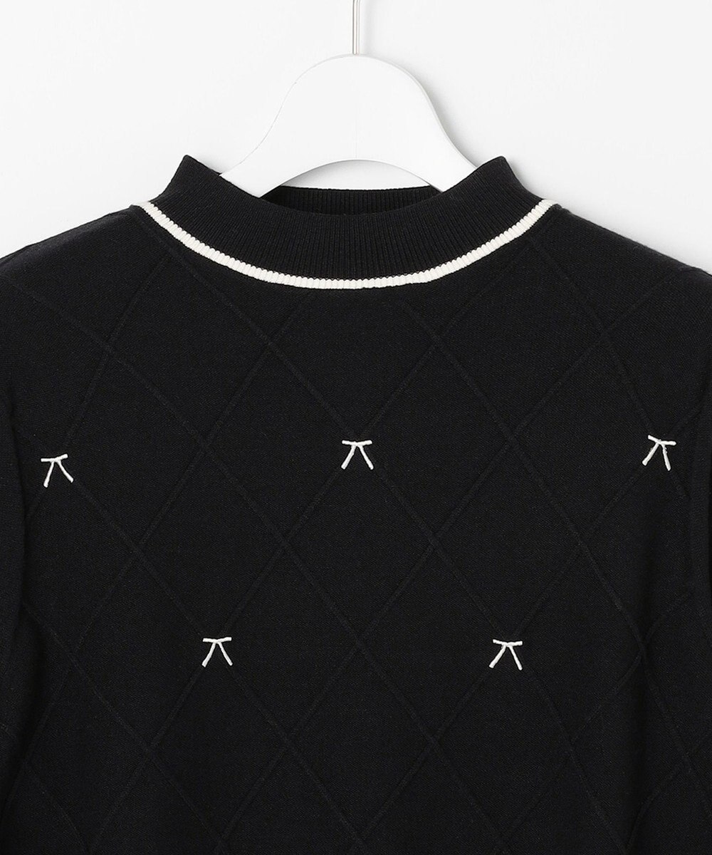 Feroux リボン刺繍ダイア柄 ニット 