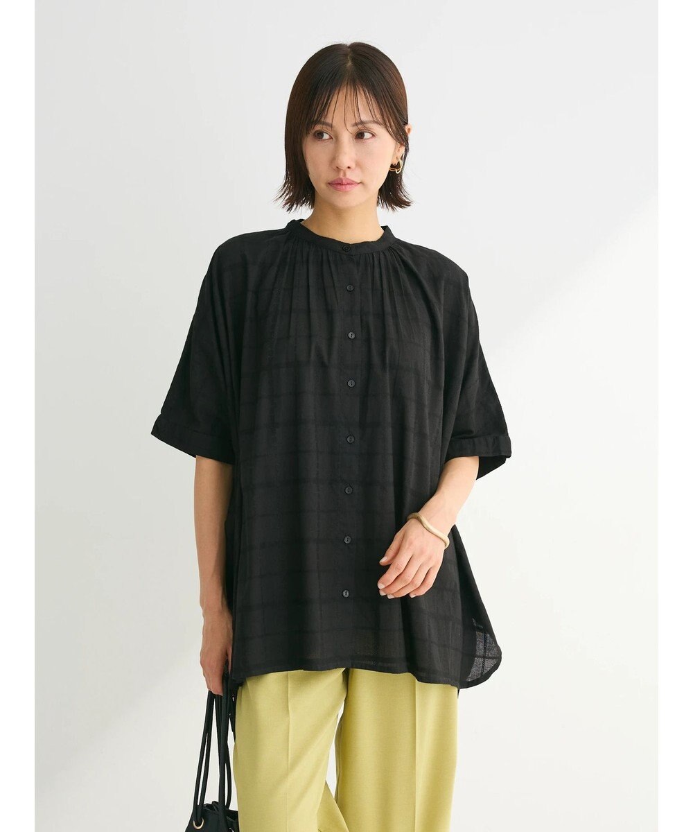 Green Parks インド綿 チェックドビーブラウス 