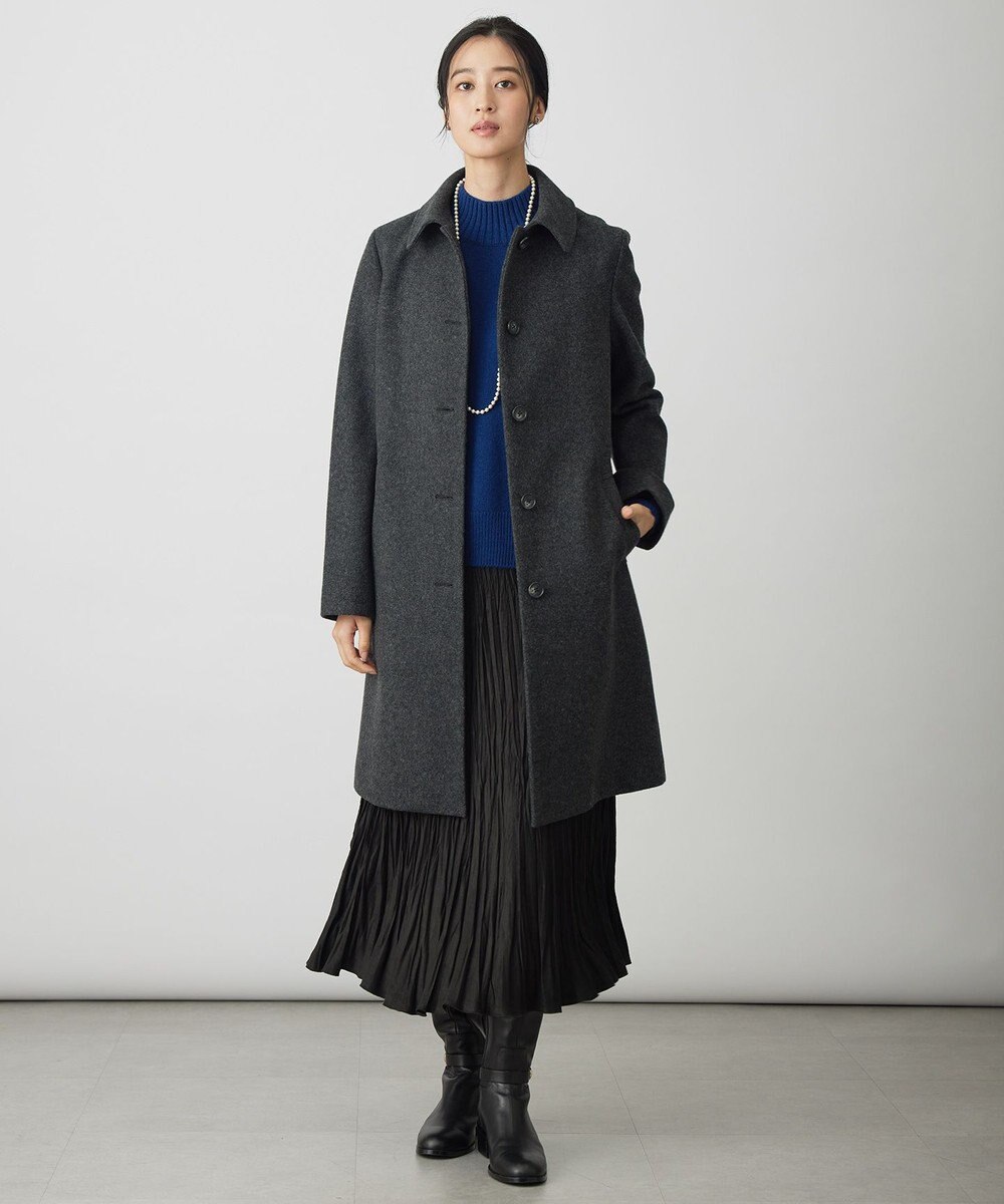 J.PRESS LADIES S ショートビーバー ロング丈 ステンカラー コート 