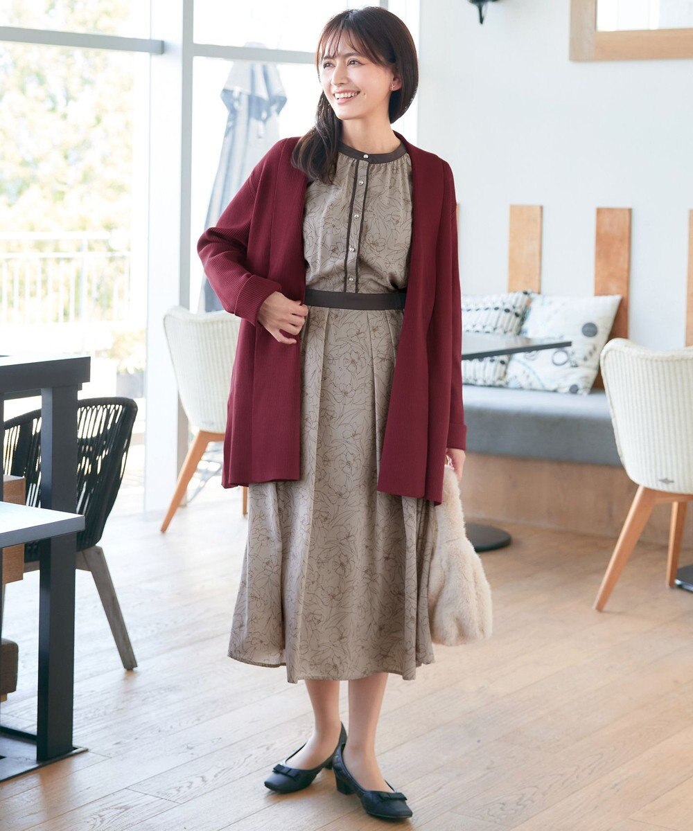 Tiaclasse 【洗える】リブ編み着流しカーディガン 