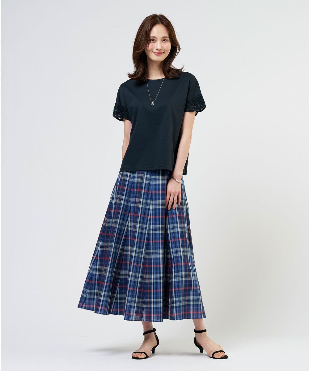 J.PRESS LADIES S 【一枚で着映え・シーンレスに活躍】コットンスムース レースデザイン カットソー 