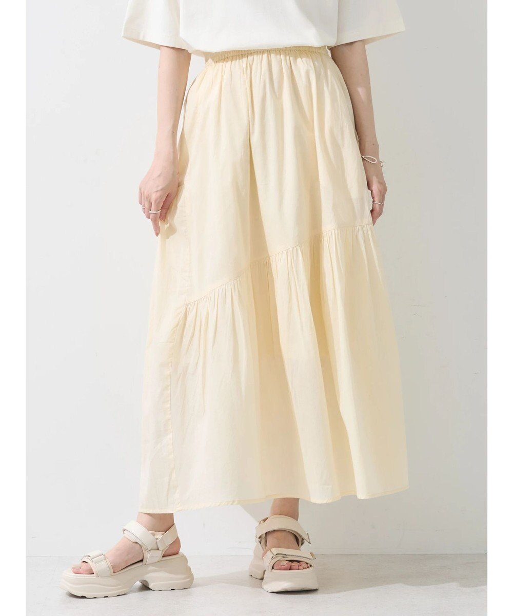 earth music&ecology コットンボイルランダム切替フレアスカート 