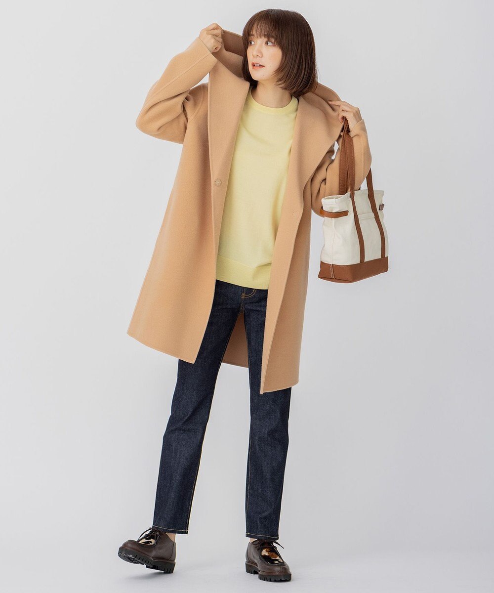 23区 ウールリバー フード付き ミドル丈コート 