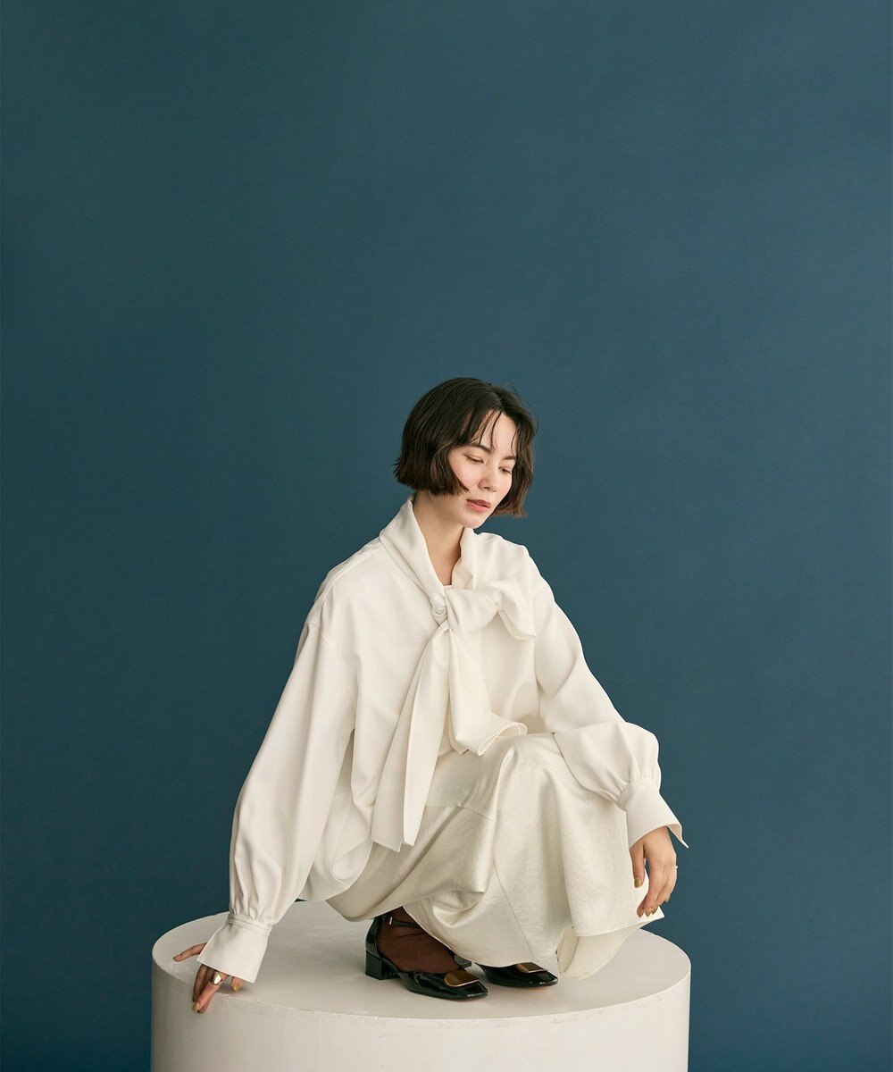 #Newans 【洗濯機可】ビックリボンパウダリーブラウス 