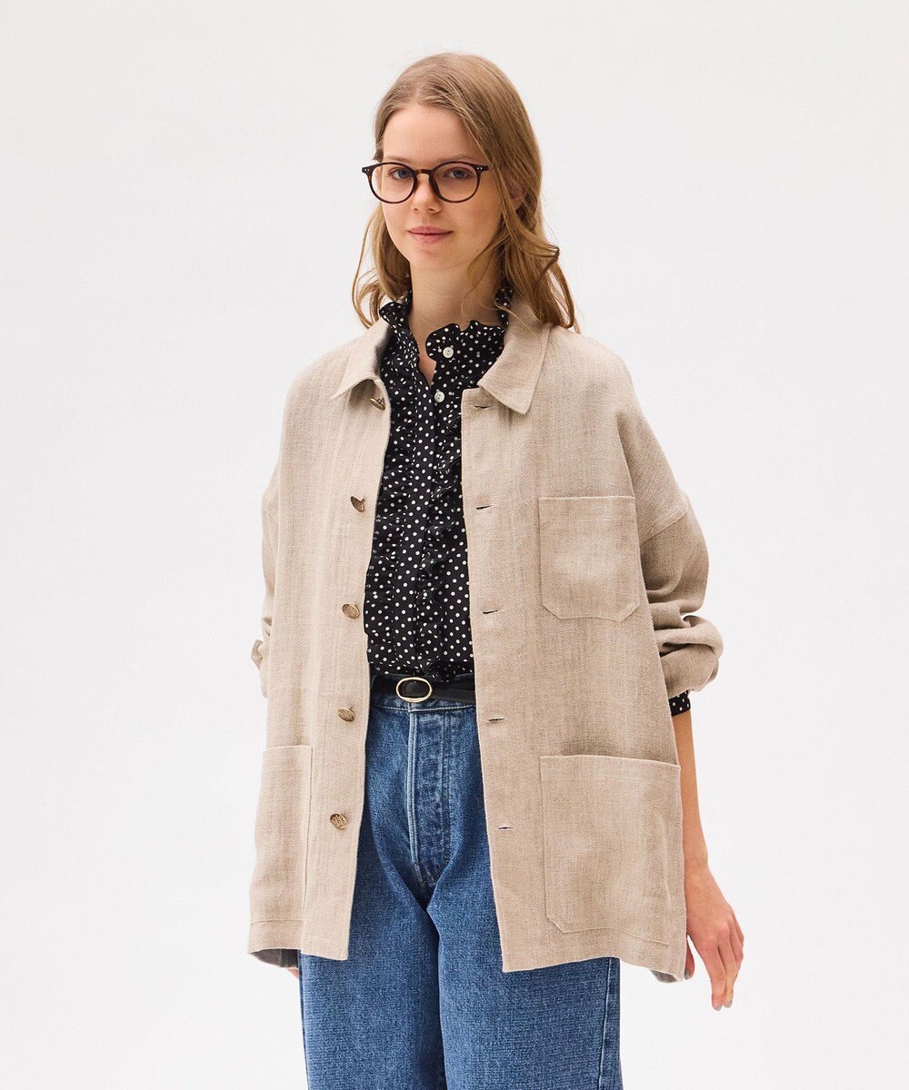 LENO FRENCH WORK HEVY LINEN COVER ALL《UNISEX》 カバーオールリネンジャケット 