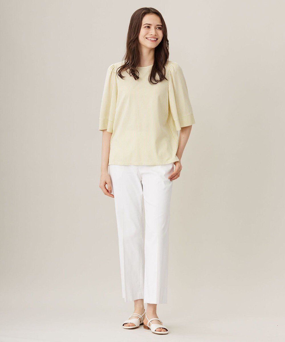 自由区 【洗える】リヨセルコットンストライプ カットソー 