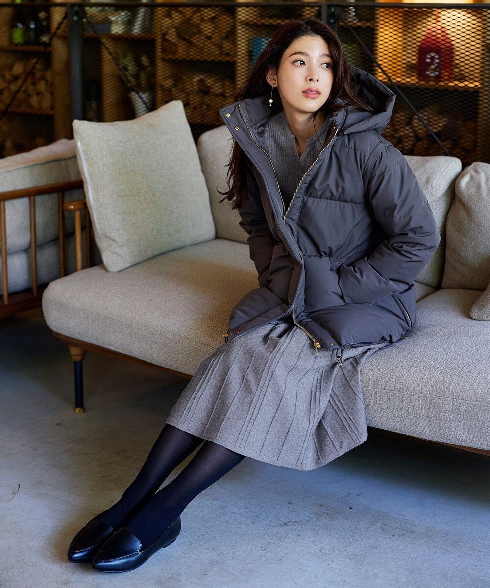 Tiaclasse 【洗える】プリーツ編みラメニットフレアワンピース 