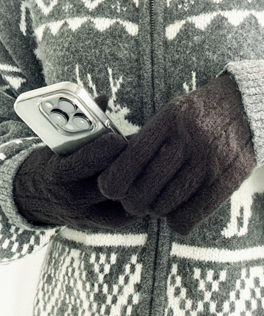 WEGO 【スマホ対応】ケーブル編みニットグローブ 