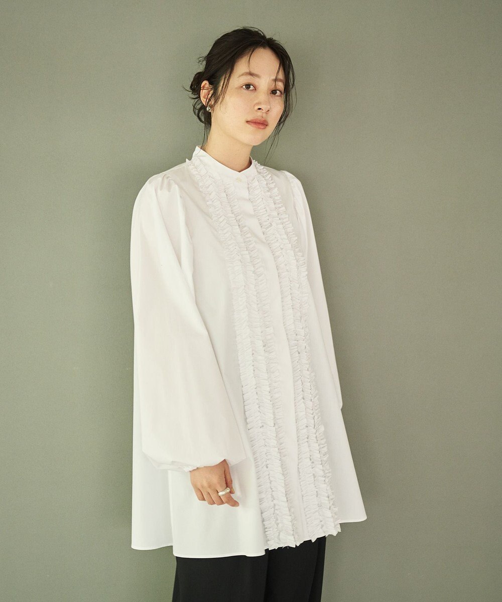 #Newans 【シワになりにくい/洗濯機可能】ロングフリルチュニック 