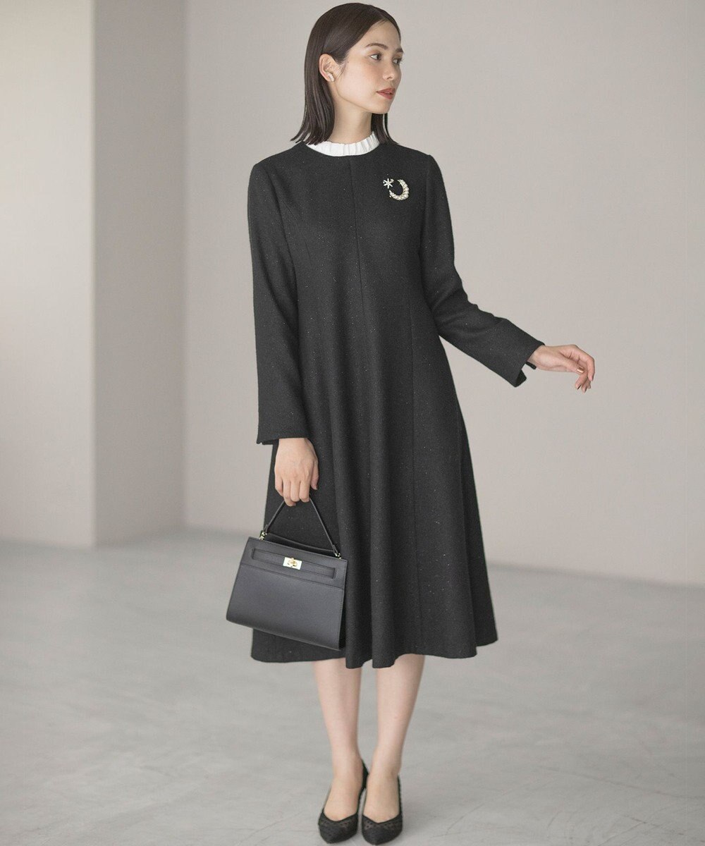 組曲 【2WAY】ラメフラノ フリル襟ワンピース 