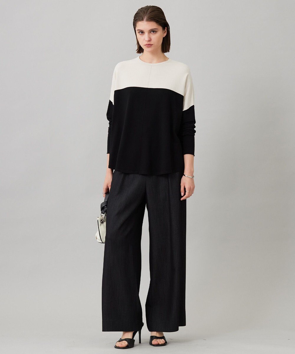 ICB L 【洗える】 ドレープスラブデニム ワイドパンツ 