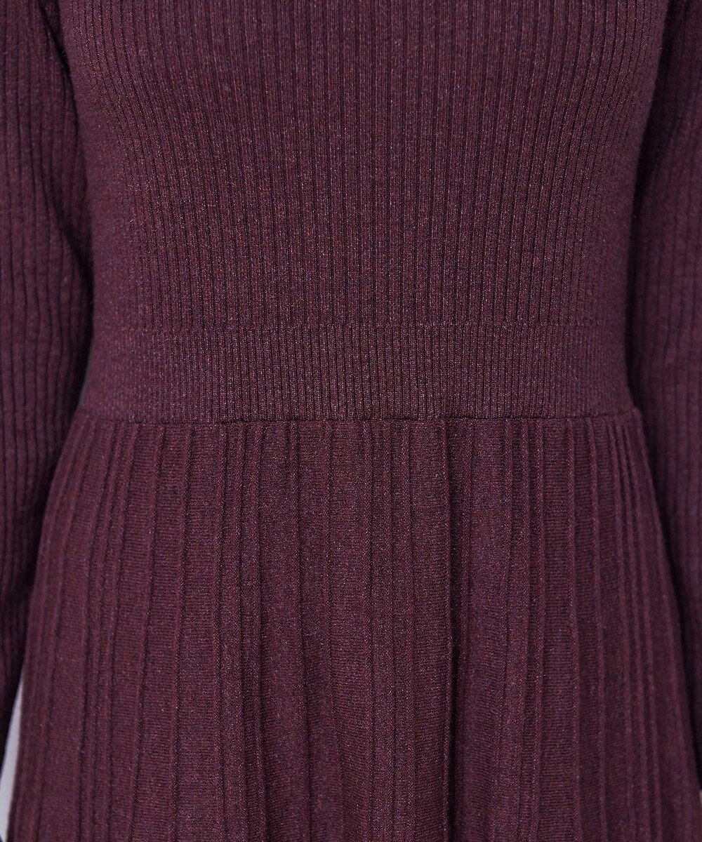 Tiaclasse 【洗える】プリーツ編みラメニットフレアワンピース 