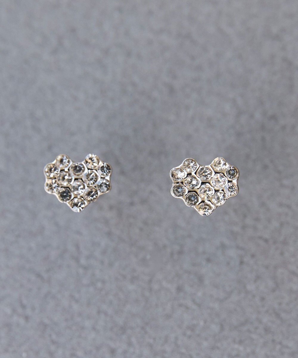 Phoebe 〈金属アレルギー対応〉3wayハートパヴェビジューパールキャッチピアス/シルバー 